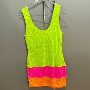 Neon, sequin, Karlie dress, size small